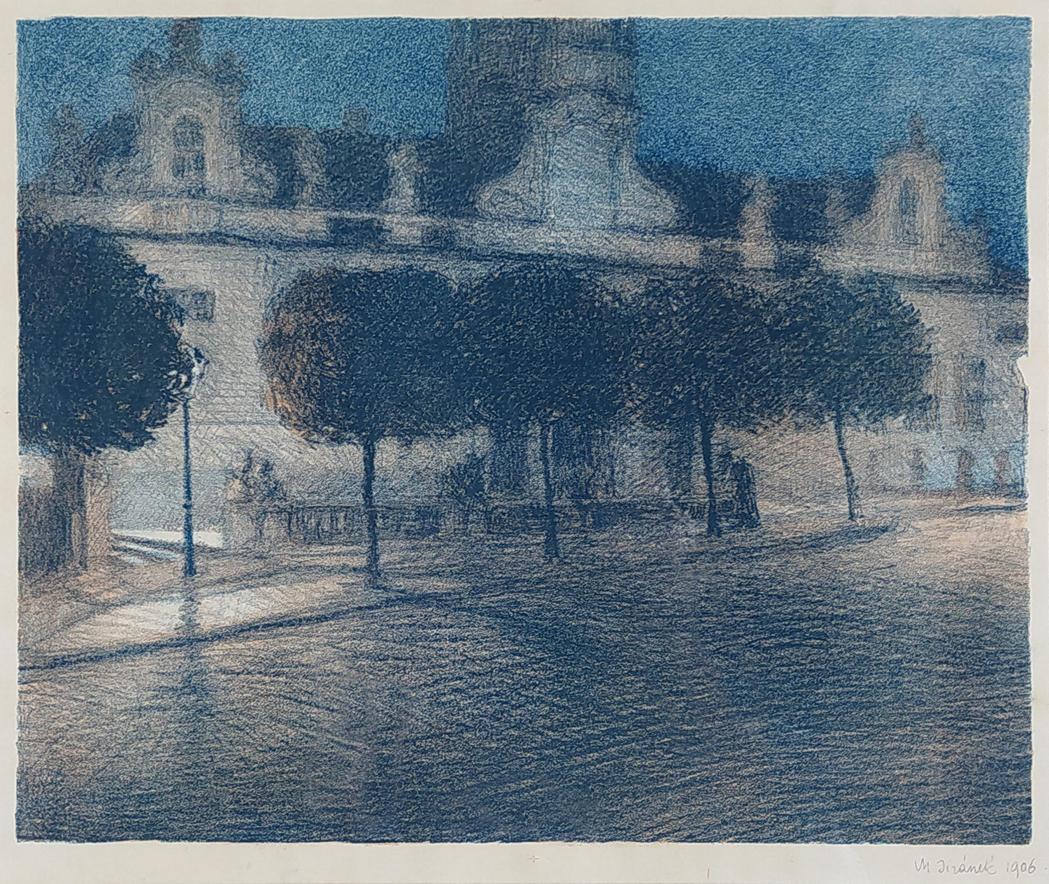 Jiránek Miloš – Pražská Loreta, původní barevná litografie, 1906