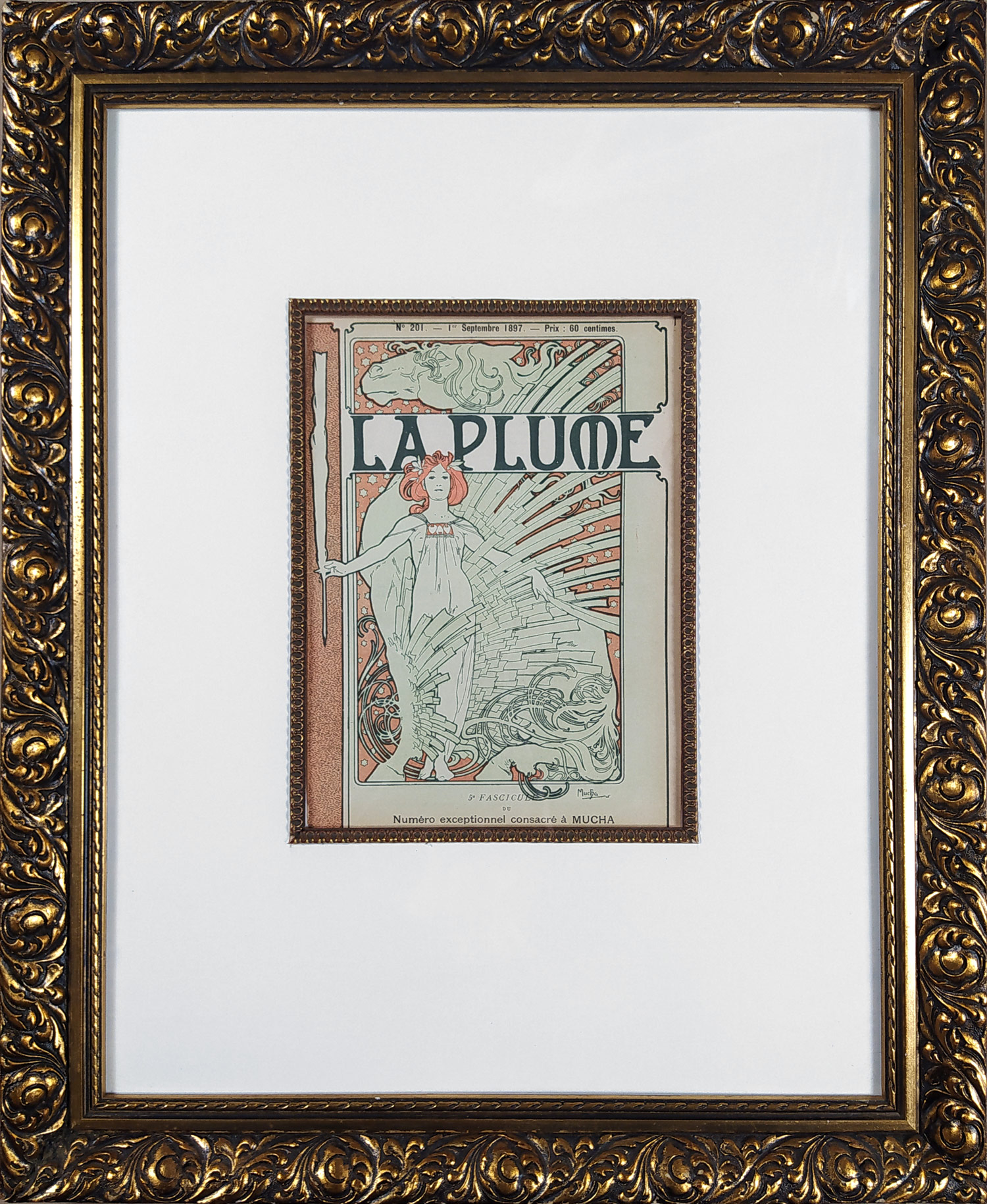 Mucha Alfons – La Plume, původní barevná litografie, signatura v desce, 1897