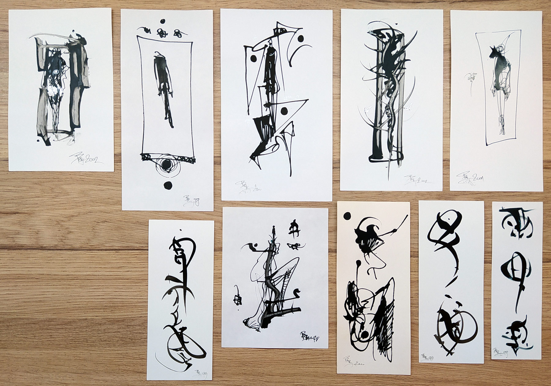 Hochman Bohumír Bob – Konvolut III., 23 kreseb tuší na papíře, 1997–2002