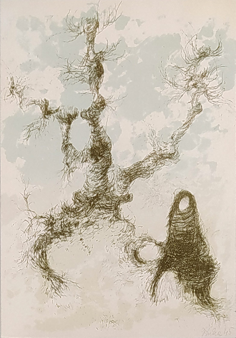 Trnka Jiří – Zima, původní barevná litografie, 1945