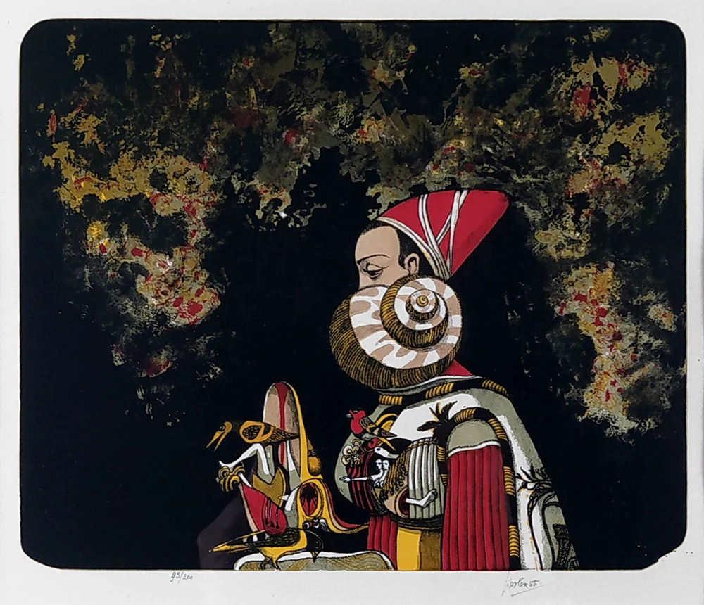 Liesler Josef – Bez názvu, původní barevná litografie, 1985