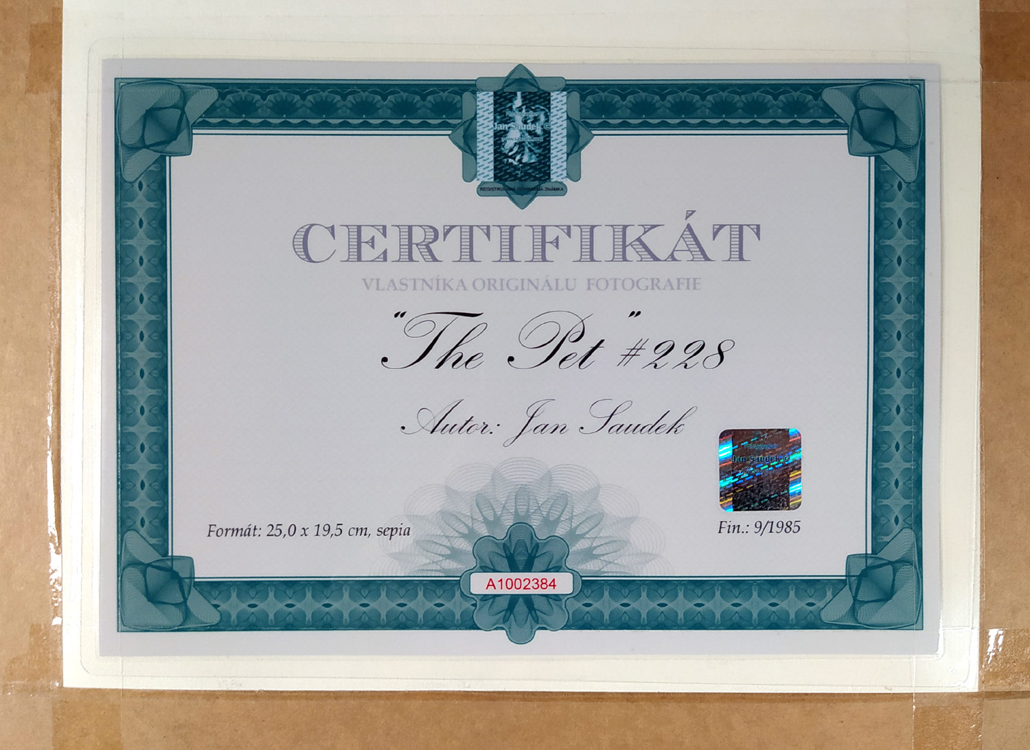 Saudek Jan – The Pet, autorská fotografie, sépiové tónování, 1985