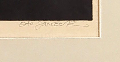 Janeček Ota – Ležící akt, původní rozměrný linoryt, nedatováno