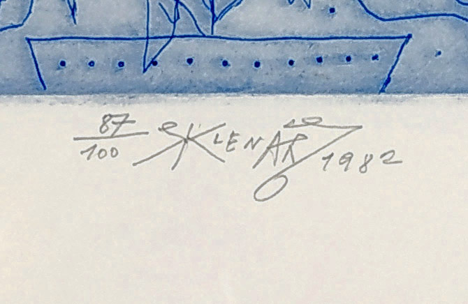 Sklenář Zdeněk – Pocta Emilu Fillovi, původní barevný lept, ex. č. 87/100, 1982