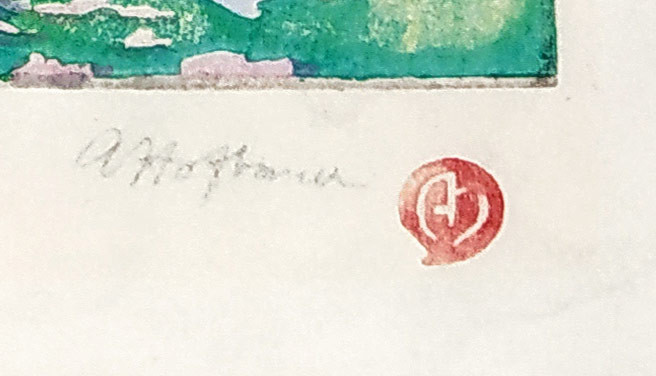 Hofbauer Arnošt – Třešňová alej ze Selce do Roztok, barevný dřevoryt, ca 1910