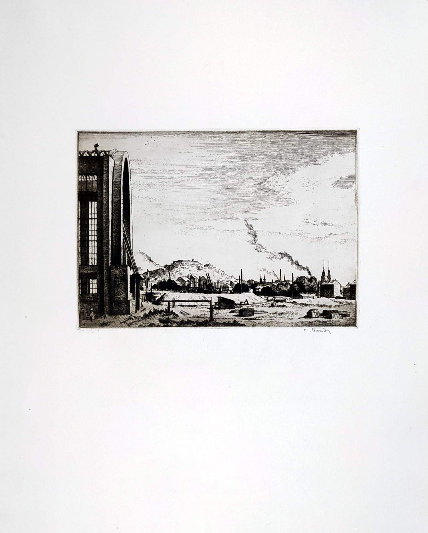 Bouda Cyril – Brno se Špilberkem od výstaviště, lept, 1928