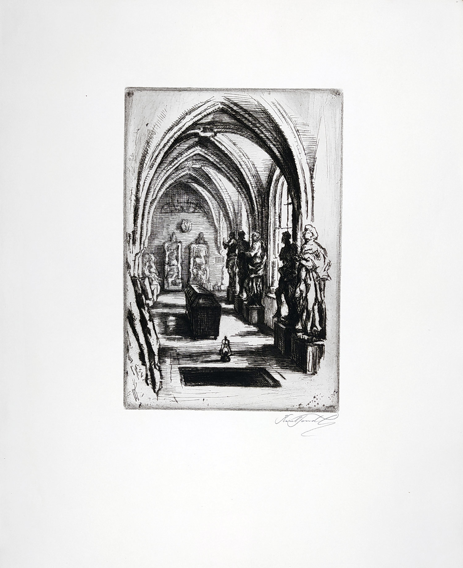 Tondl Karel – Brno, Křížová chodba u Dominikánů, původní lept, 1928