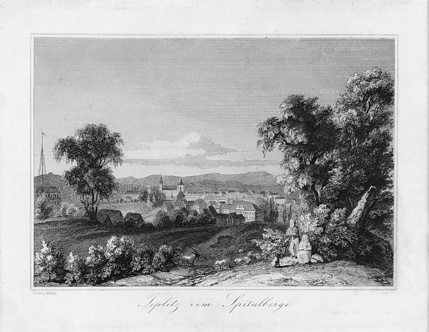 Teplice – G. Taubert, původní oceloryt, ca 1840