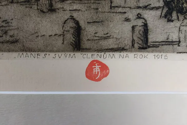 Šimon Tavík František – Průčelí katedrály v Rouenu, vernis mou, 1913