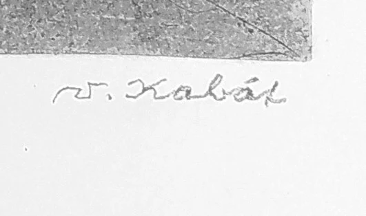 Kabát Václav – Ex libris F. V., původní číslovaný lept 49/100, nedatováno