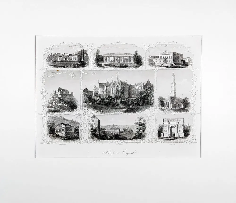 Lednice – Upomínkový list, Lloyd Austriaco, původní oceloryt, 1852