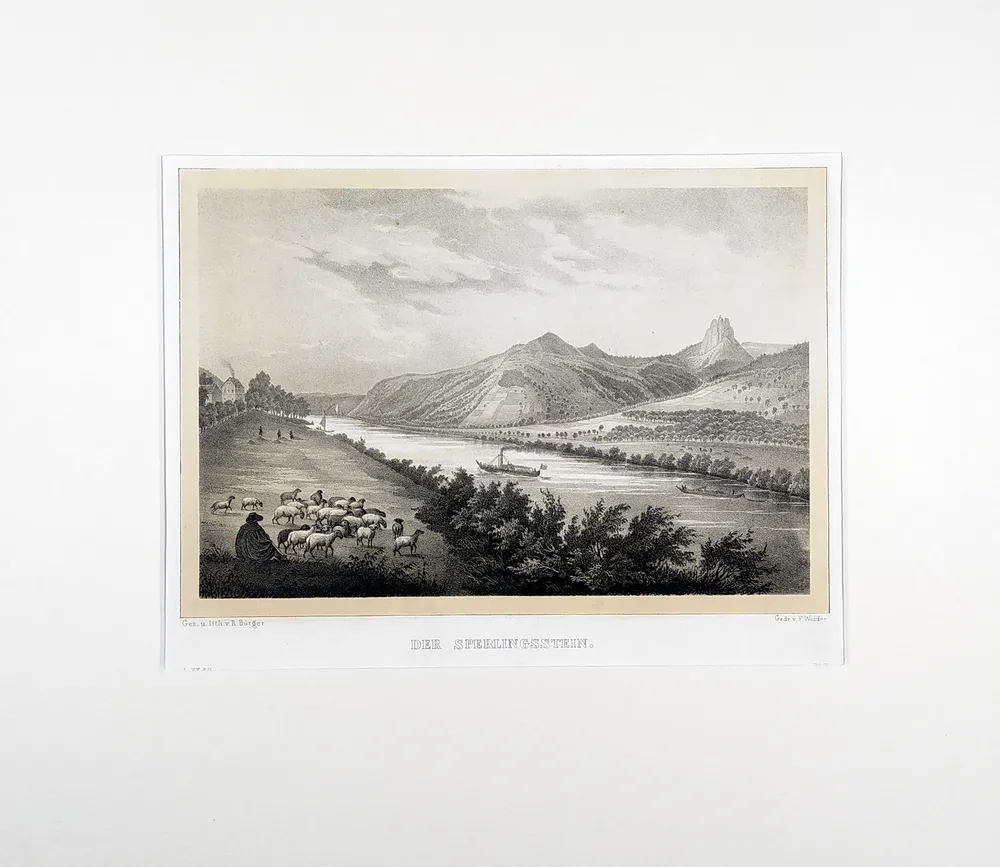 Vrabinec hrad – Bürger R., Semmler C. G., původní litografie, 1845