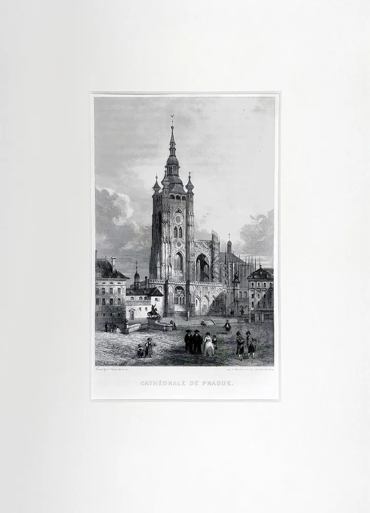 Praha – Katedrála svatého Víta, Rouarque, předleptaný oceloryt, ca 1835