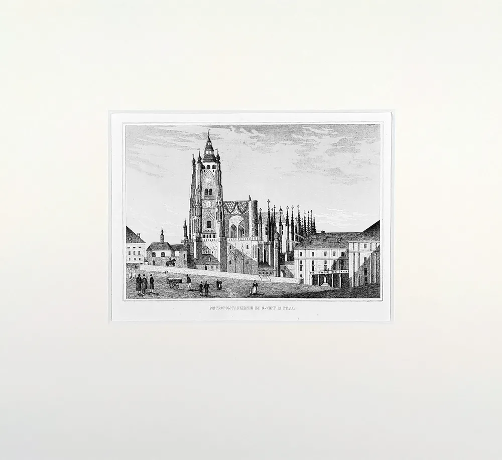 Praha – Katedrála svatého Víta, původní oceloryt, 1850