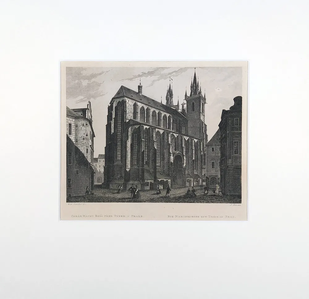 Praha – Chrám Matky Boží před Týnem, A. Fesca, W. Kandler, původní oceloryt, 1860