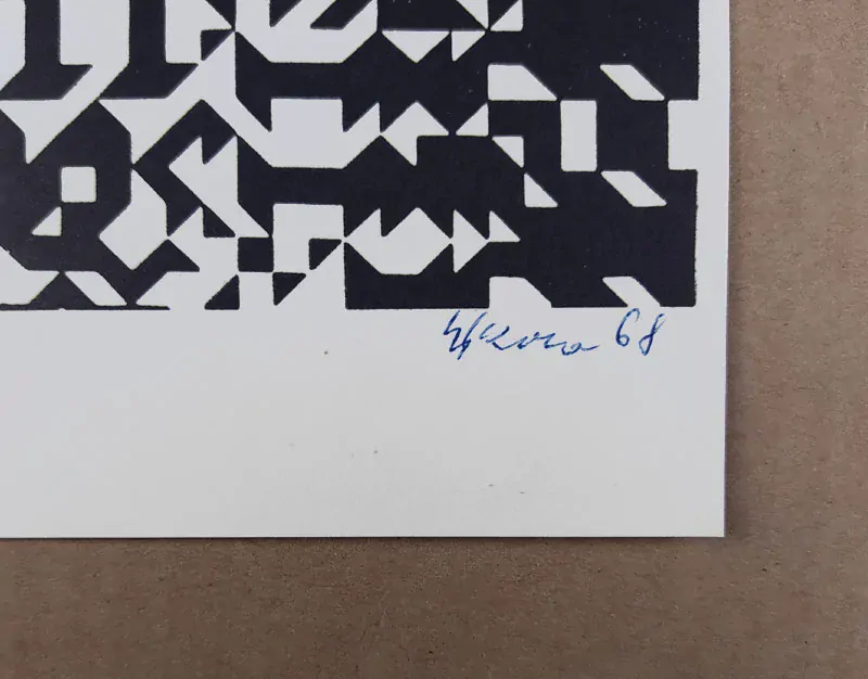 Sýkora Zdeněk – Černobílá struktura, signovaná serigrafie č. 87/100, 1968