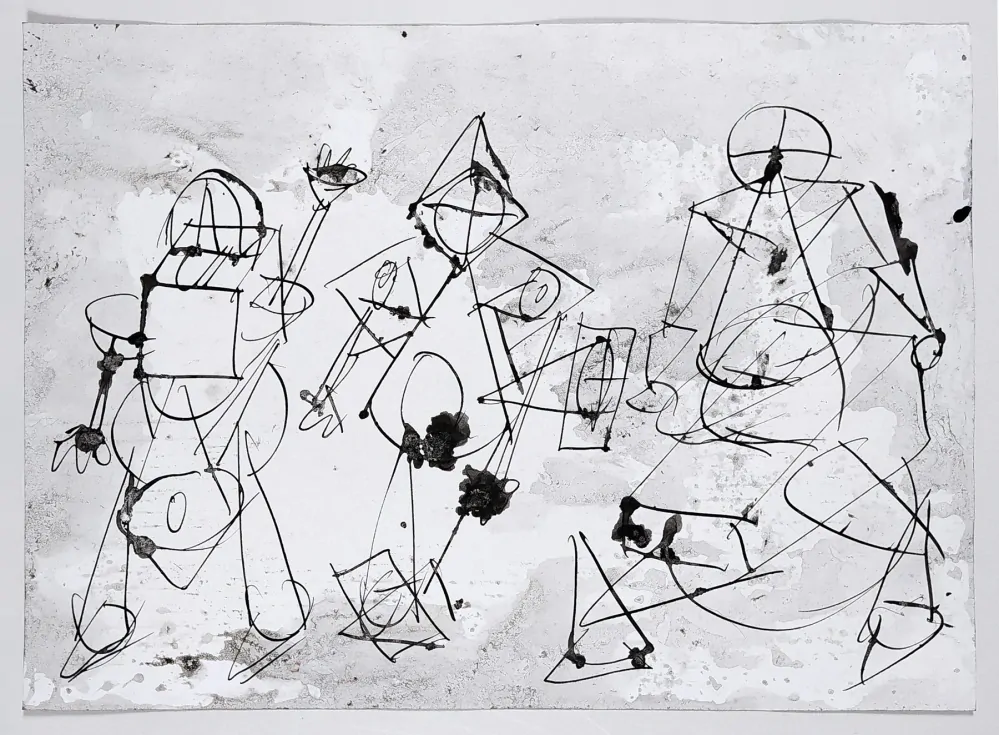 Načeradský Jiří – Mužský a ženský princip, signovaná kresba tuší a akvarelem, 2006