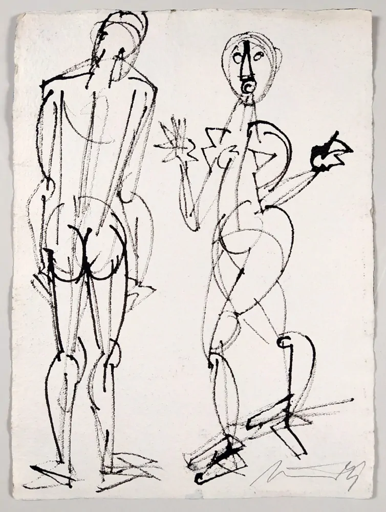 Načeradský Jiří – Tanec, signovaná kresba tuší a akvarelem, 1998