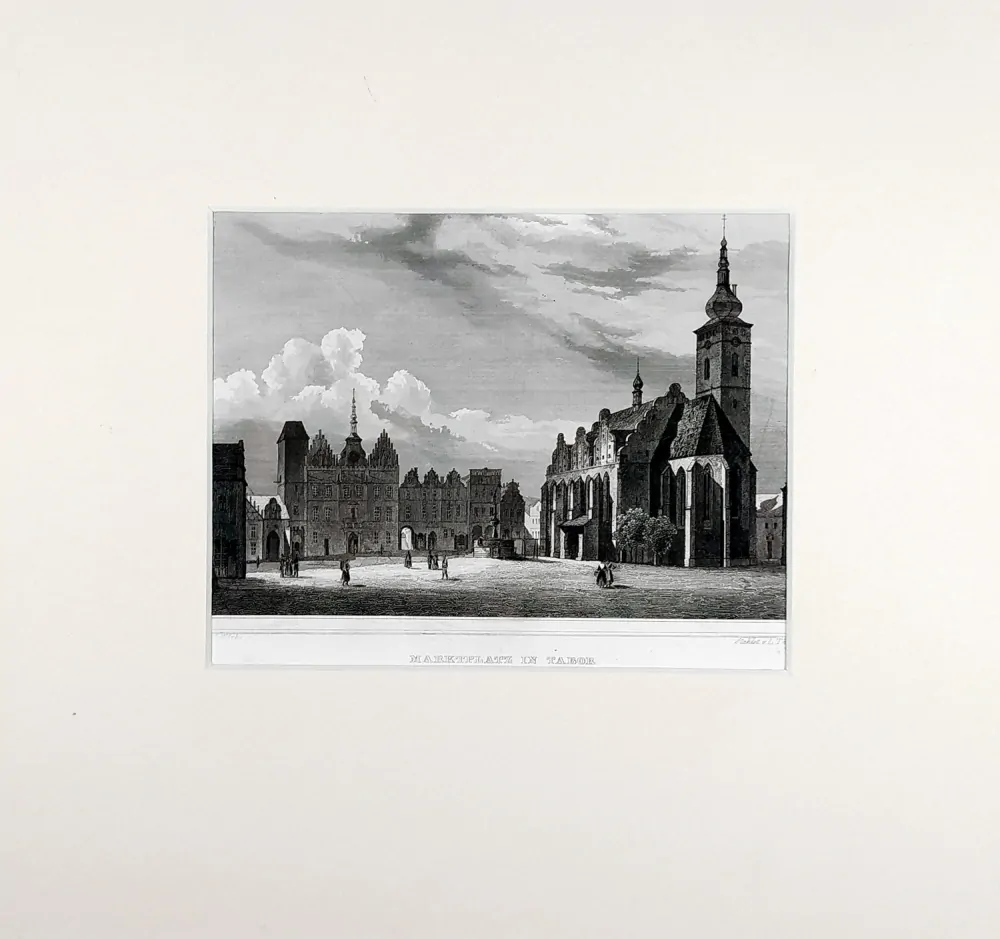 Tábor – Fr. Reinhold, J. Shury & Sohn, původní oceloryt, 1842