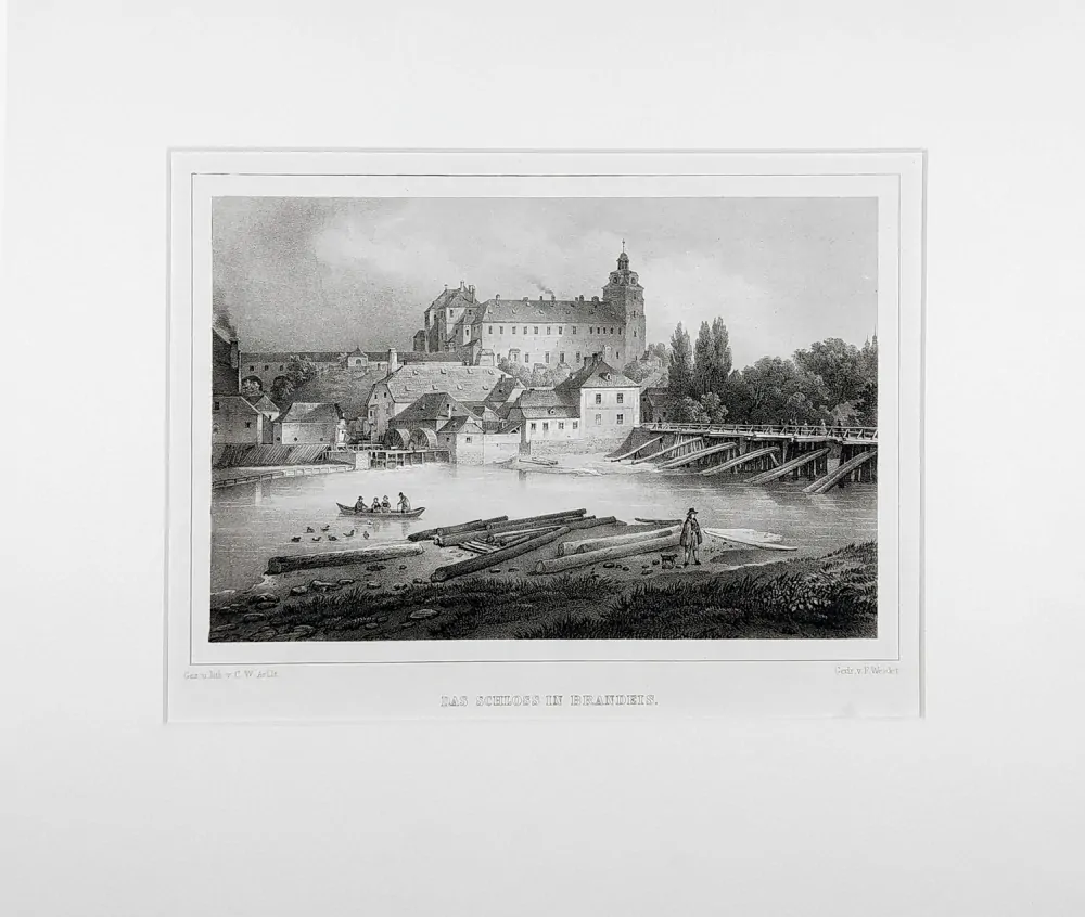 Brandýs nad Labem – zámek, Arldt C. W., Semmler C. G., původní litografie, 1845