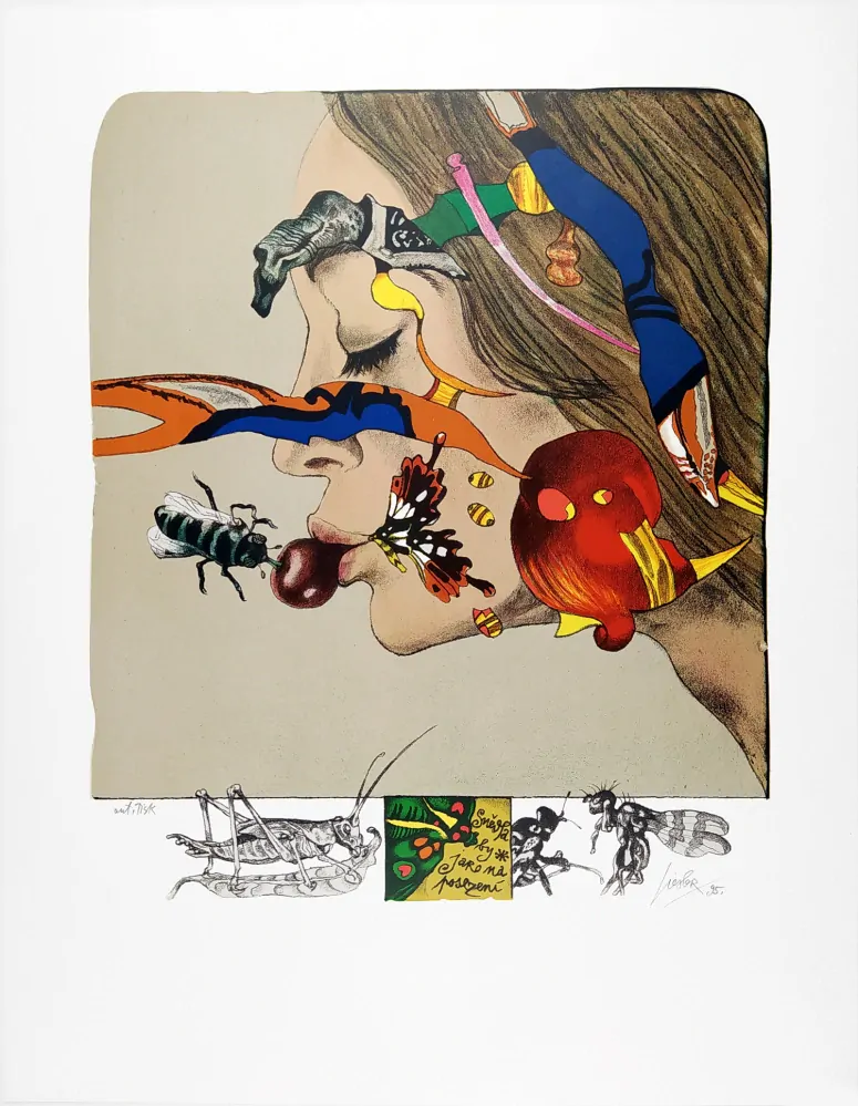 Liesler Josef – Rozkoš, barevná litografie, autorský tisk, 1995