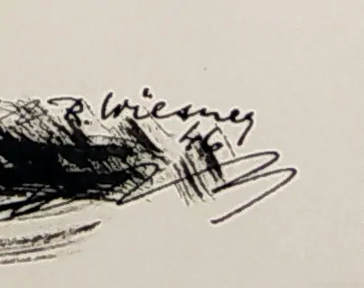 Wiesner Richard – Přilba hlíny, frontispis, původní perokresba ke knize J. Seiferta, 1946