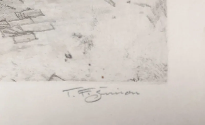 Šimon Tavík František – Vstup do Pařížské tržnice, původní barevný lept, 1921