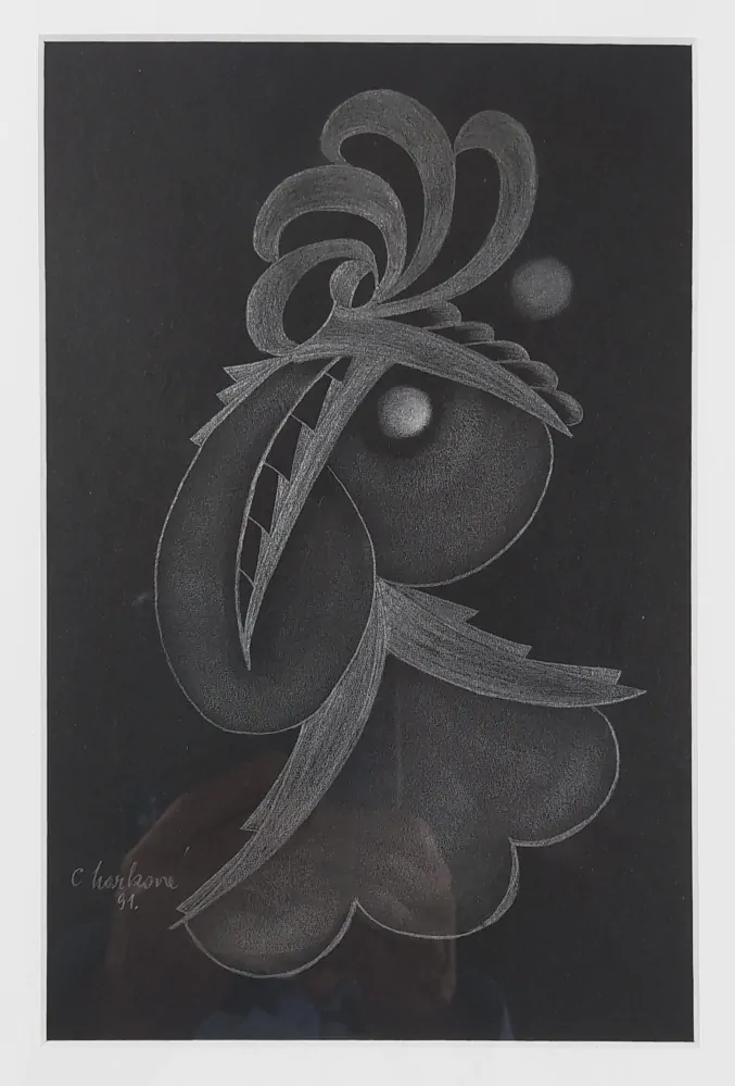 Marková Cecílie – Medijní kresba, signovaná kresba suchým pastelem, 1991