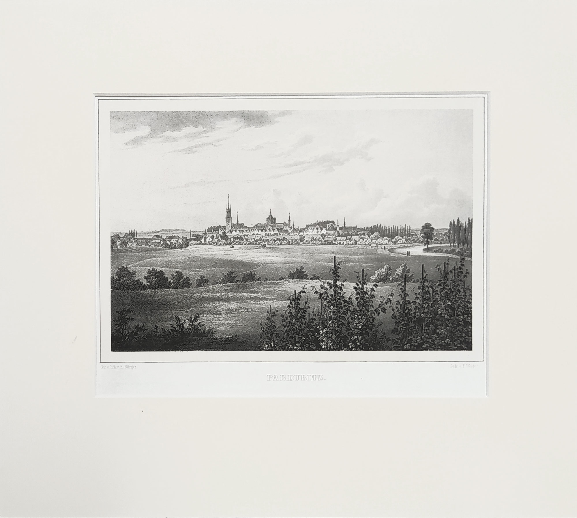 Pardubice – Bürger R., Semmler C. G., původní litografie, 1845