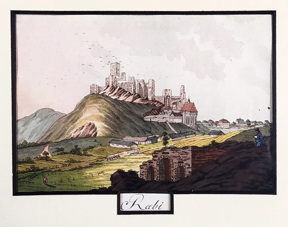 Rábí – A. Pucherna, A. G. Meissner, kolorovaný obrysový lept, 1798