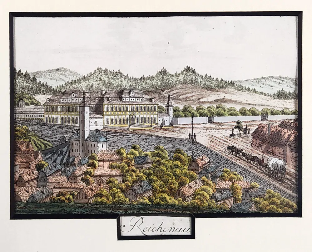 Rychnov – A. Pucherna, A. G. Meissner, kolorovaný obrysový lept, 1798