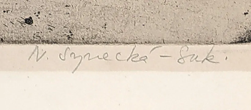 Synecká Naděžda – Na letišti, původní lept, číslováno 14/50, 1957