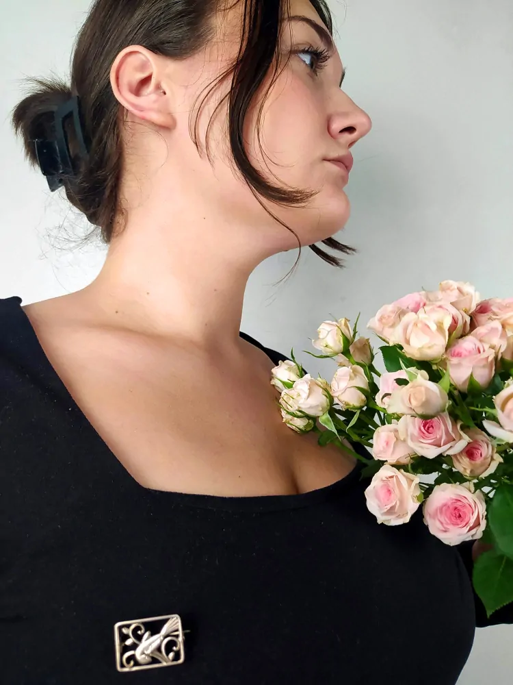 Stříbrná art deco brož – s motivem ptáčka