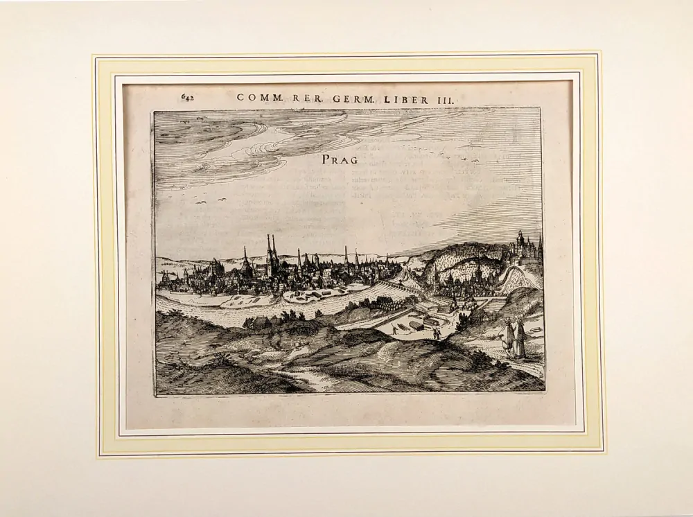 Praha – pohled na město, Petrus Bertius, původní mědiryt, 1616