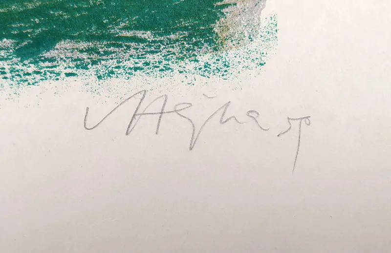 Hejna Václav – Nábřeží na jaře, barevná litografie, 1959