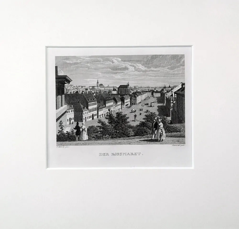 Praha – Koňský trh, Václavské náměstí, C. Würbs, původní oceloryt, 1836