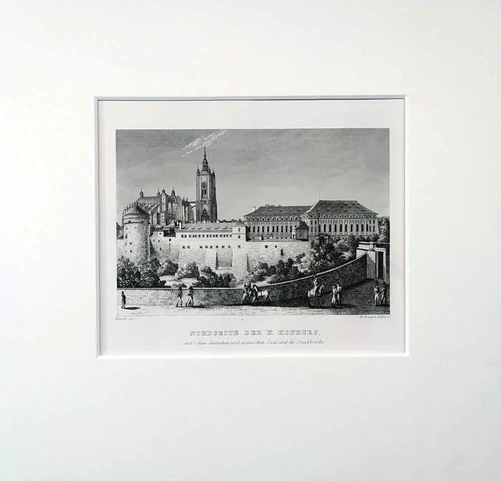 Praha – Pražský hrad, původní oceloryt, 1836