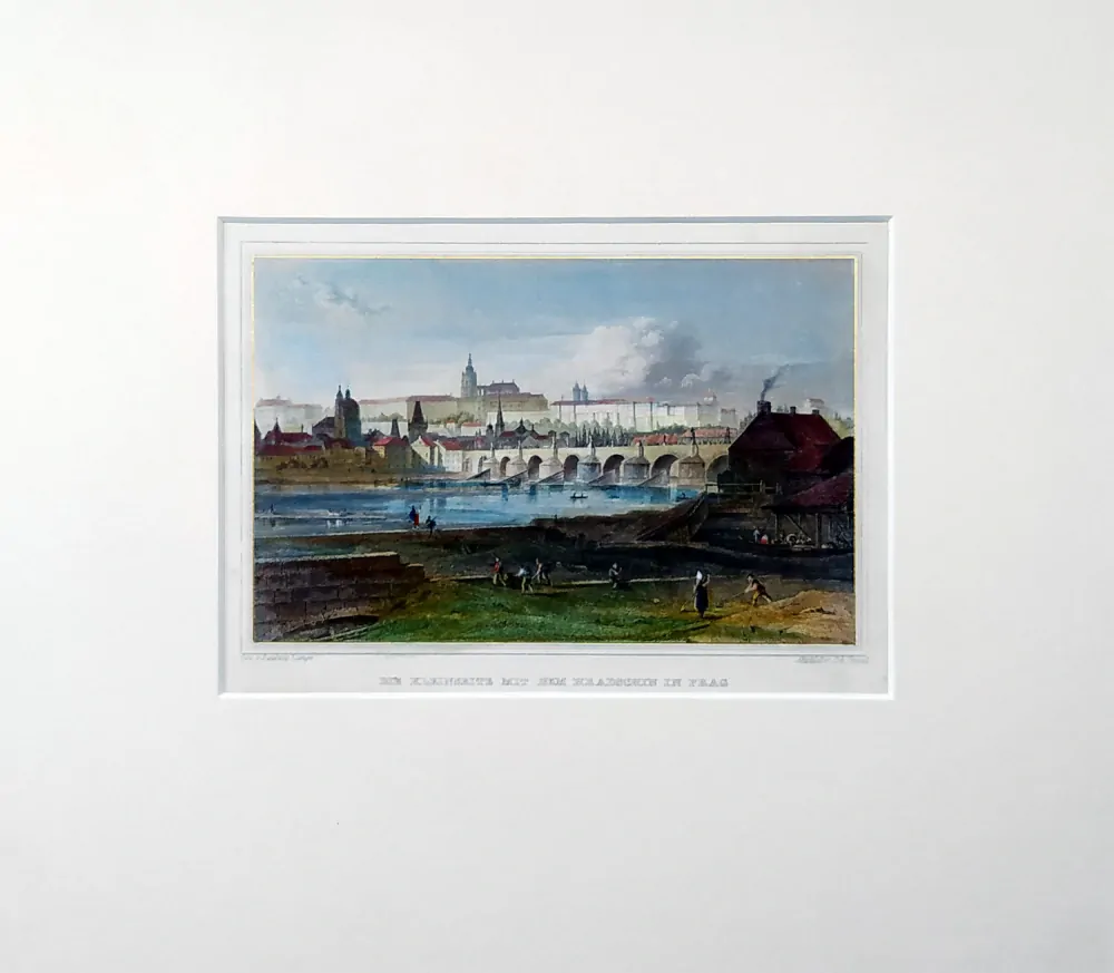 Praha – Malá Strana a Hradčany, Johann Poppel, Ludwig Lange, oceloryt, ca 1840