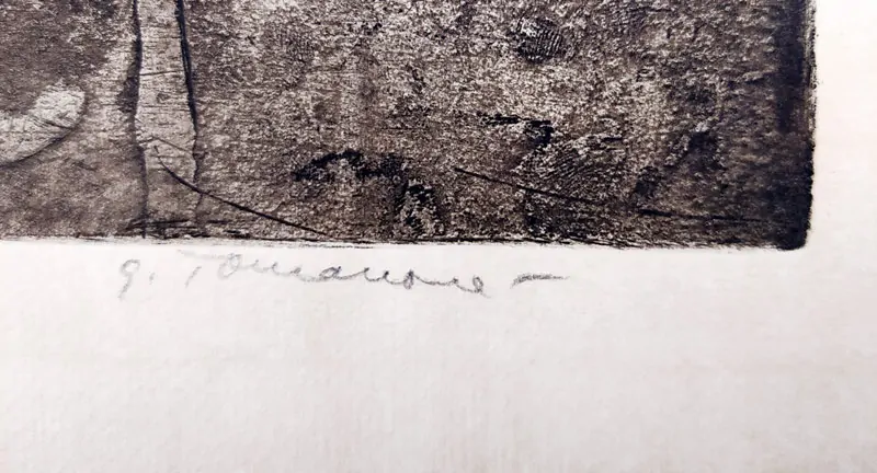 Tomanová Emilie – Zahrada, rozměrná grafika, barevný lept, nedatováno