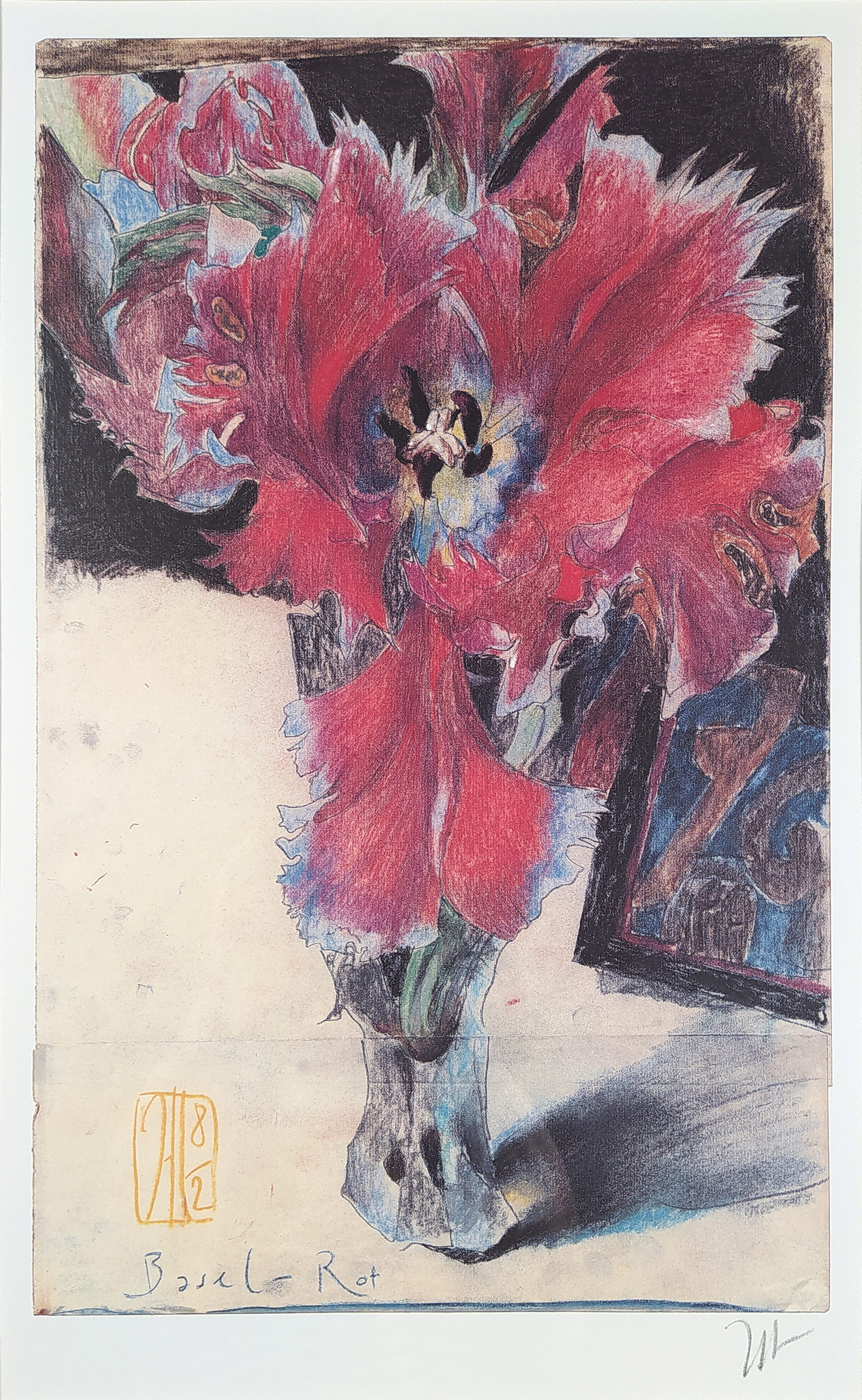 Janssen Horst – Basel Rot, tužkou signovaný ofset, ca 1990