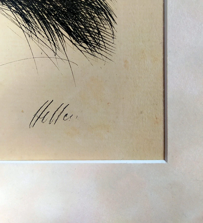 Helleu Paul Cesar – Jeune femme au chapeau et au boa, původní suchá jehla, 1882