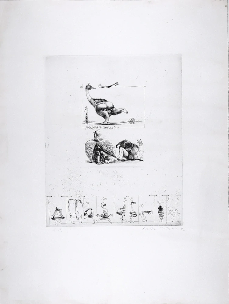 Herel Petr – Borges serie, zrnkový lept, autorský tisk, ca 1968