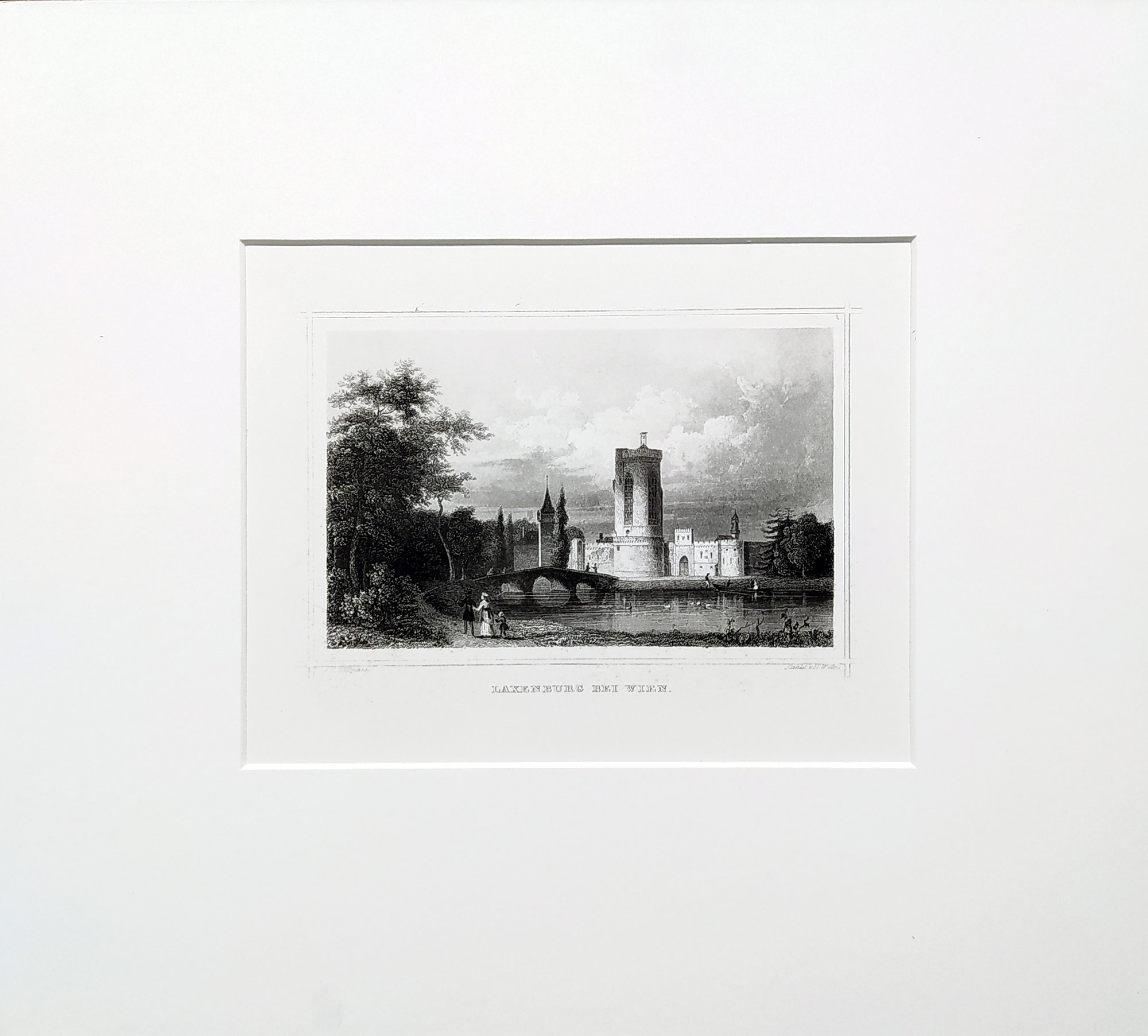 Laxenburg – E. Willmann, původní oceloryt, ca 1840