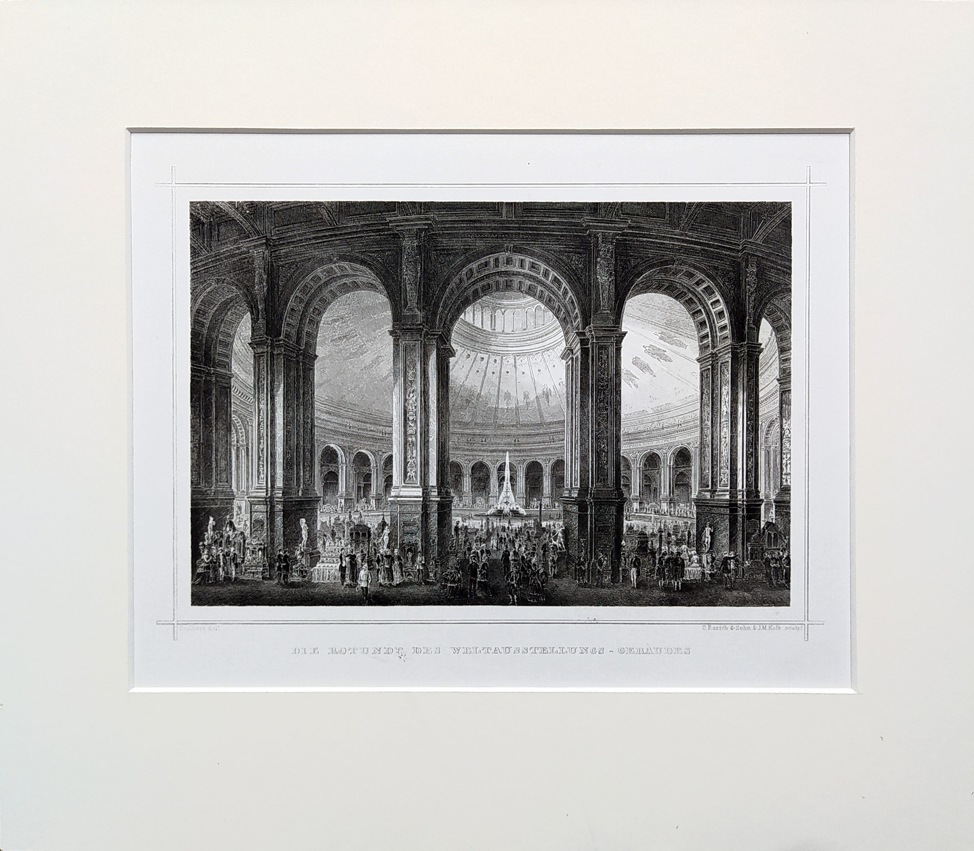 Vídeň – Pfarrkirche Maria Rotunda, C. Rorich & J. M. Kolb, původní oceloryt, ca 1840