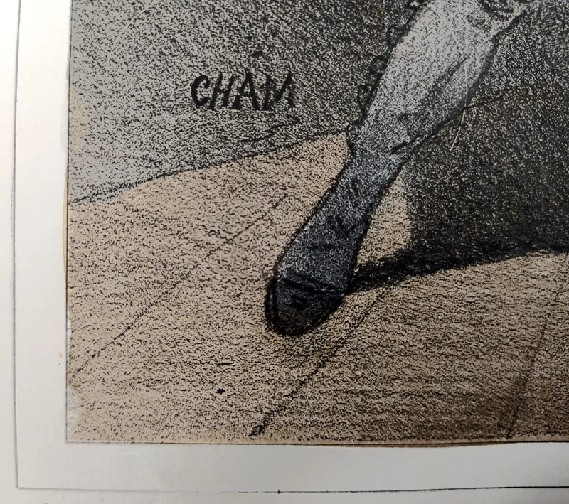 Cham – Nos gentils hommes, staře kolorovaná původní litografie, ca 1850