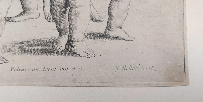 Hollar Václav – Sedm cherubínů tančících dokola, podle Pietera van Avonta, Parthey 502, původní lept, 1646