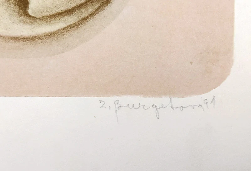 Burgetová Zdeňka – Snění, barevná litografie s podtiskem, č. 22/90, 1991