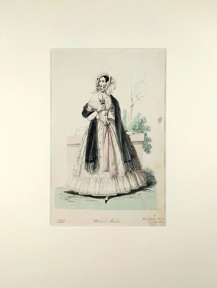 Vídeňská dámská móda – Wiener Moden XXIX., Fr. X. Stöber, původní kolorovaný oceloryt, 1840