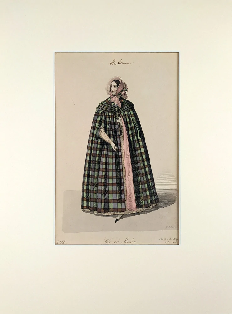 Vídeňská dámská móda – Wiener Moden XLIX., Fr. X. Stöber, původní kolorovaný oceloryt, 1840