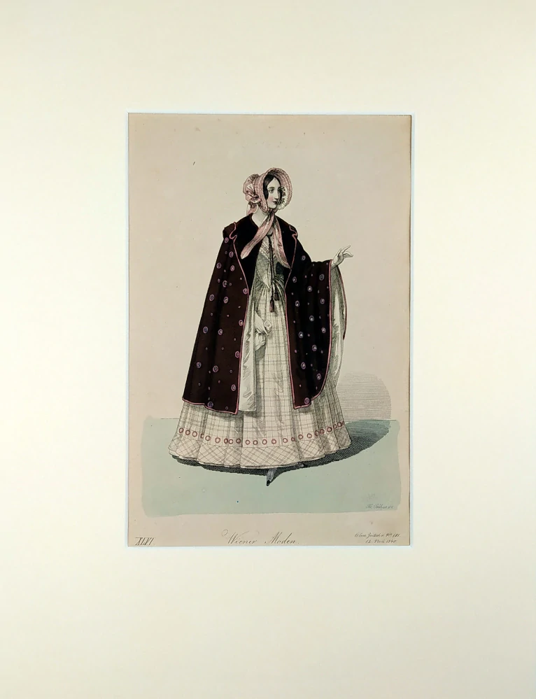 Vídeňská dámská móda – Wiener Moden XLVI., Fr. X. Stöber, původní kolorovaný oceloryt, 1840